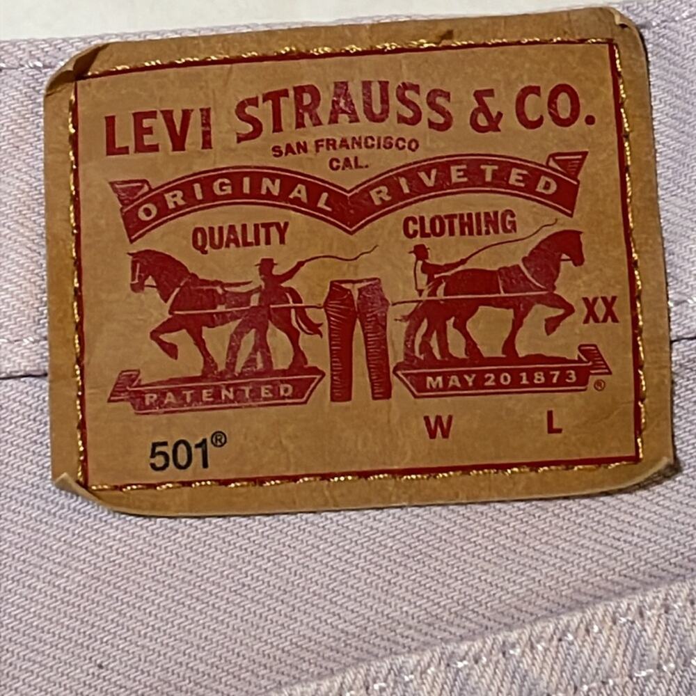Levi 501 Lilac Cutoff Denim Shorts Womens Size L Button Fly Fray Casual Summer - Picture 7 of 16